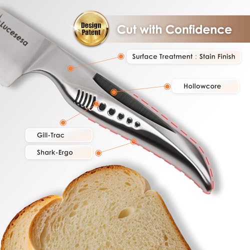 Serrated Bread Knife with Shark-Inspired Handle - Ultra Sharp Stainless Steel