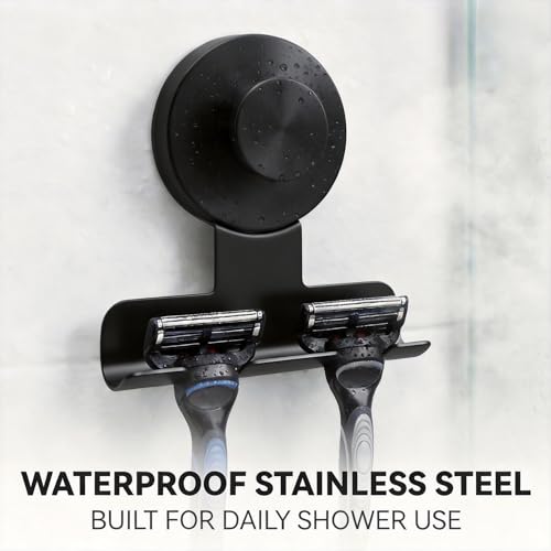 Kysren 2-Pack Suction Cup Razor Holder, Stainless Steel No-Drill Wall Mount