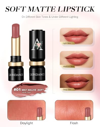 LIONDANCE Soft Matte Bullet Lipstick - Mist Mauve Dusty Rose Nude