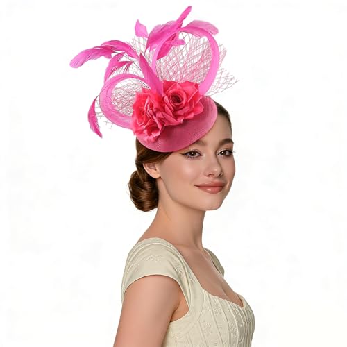 Rosered Fascinator Hat for Women - Elegant Tea Party Hair Clip
