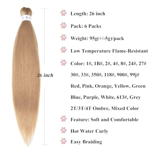 Ai Yuchen 26 Inch Pre-Stretched Synthetic Braiding Hair, Ash Blonde Brown