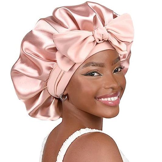 YANIBEST Adjustable Silk Bonnet for Sleeping Women Double Layer Satin Bonnet Reduce Friction Prevent Frizz Curly Hair