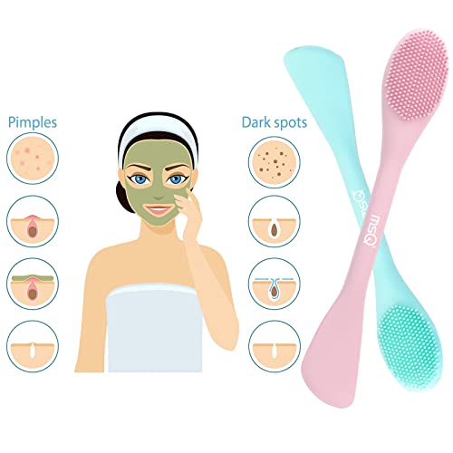MSQ Silicone Face Mask Brush Pink & Blue Double-End Facial Cleansing Tool