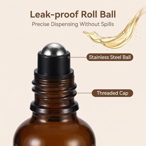 3-Pack 30ml Glass Roll-On Bottles for Essential Oils & Perfumes