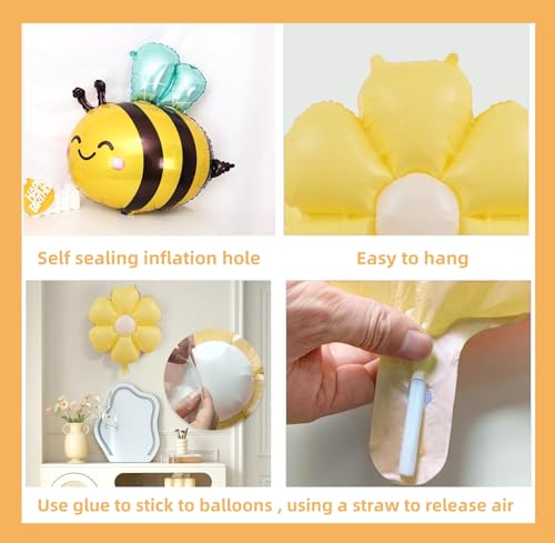 Bee & Flower Foil Balloon Set for Baby Showers & Gender Reveals