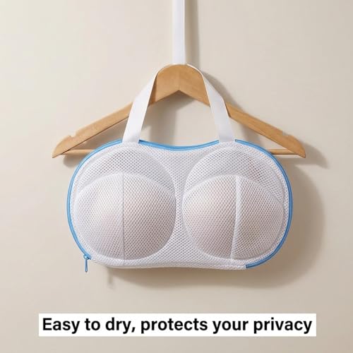 Set of 6 Reusable Bra Washing Bags with Zipper Closure