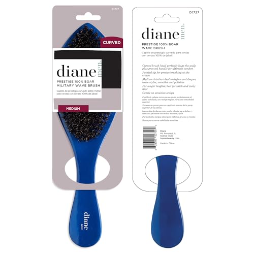 Diane Prestige Medium Boar Bristle Curved Oval Wave Hair Brush Blue - 1 Pack