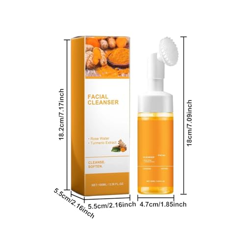 Yaper Turmeric Facial Cleanser with Brush - Deep Brightening Skin Wash - 1 Piece