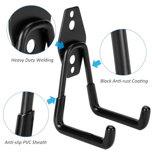 Heavy-Duty Garage Hooks - 4 Pack Utility Steel Hangers for Tools