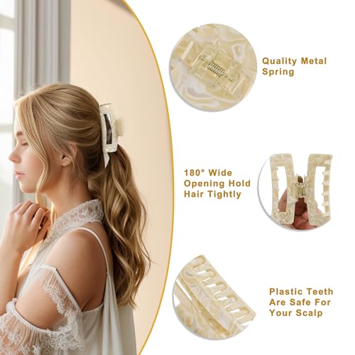 VOCOSTE Large Hair Claw Clip for Thick Hair - Beige 4-inch Hair Accessory
