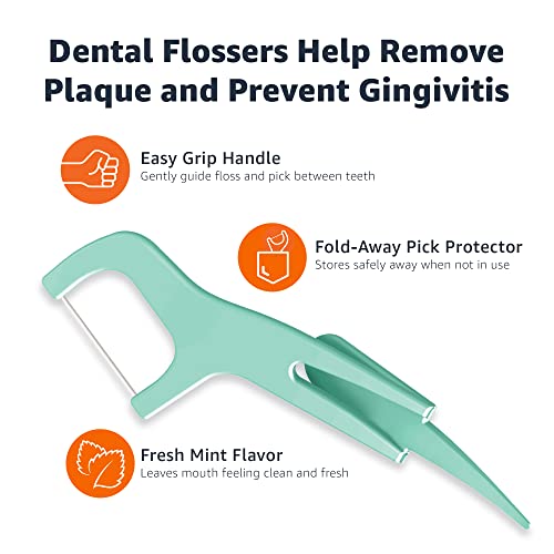 Amazon Basics Mint Dental Flossers - 540 Count, 6 Packs of 90