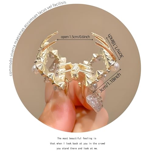 6PCS Pearl Rhinestone Mini Claw Hair Clips for Women & Girls - Elegant Hair Accessories