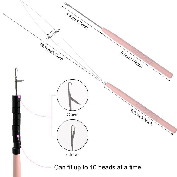 NEWISHTOOL Pink Micro Links Hair Extensions Kit with Pliers
