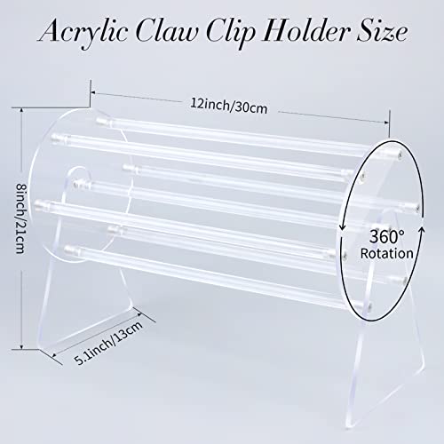 SNOWSTAR Acrylic Claw Clip Organizer, 360-Degree Rotating Display Stand
