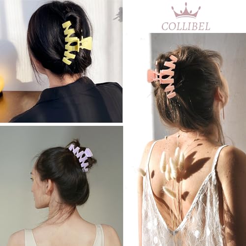 COLLIBEL 4-Inch Large Hair Claw Clips - 6-Piece Non-Slip Pastel Set