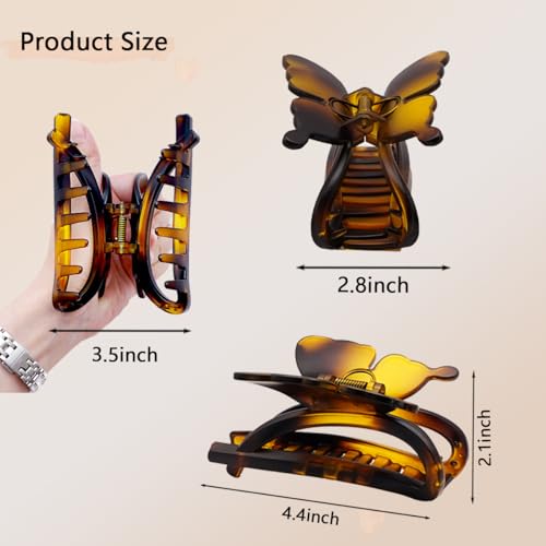 Urrykid Butterfly Hair Clips 4 Pack – Large 4.4 Inch Non-Slip Claw Clips for Thick Hair, Women's Gift