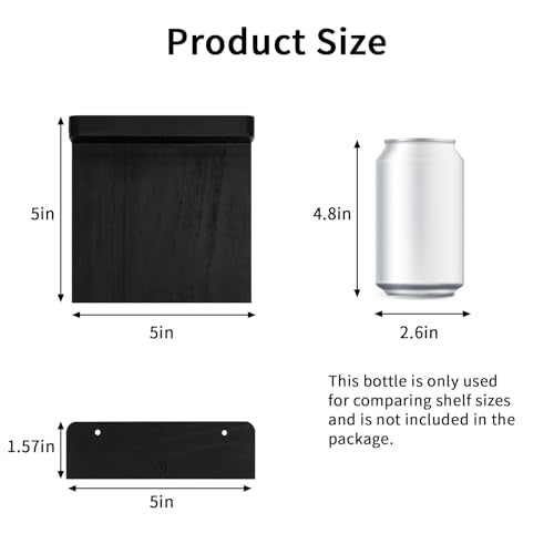 Fixwal Set of 4 Small Black Floating Shelves - 5 Inch Wood Wall Decor