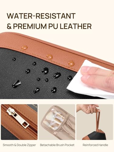 Telena Large Capacity Travel Makeup Bag - Water-Resistant PU Leather