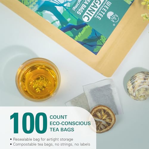 WT WEETEE Organic White Tea Bags - 100ct Low Caffeine & Antioxidants