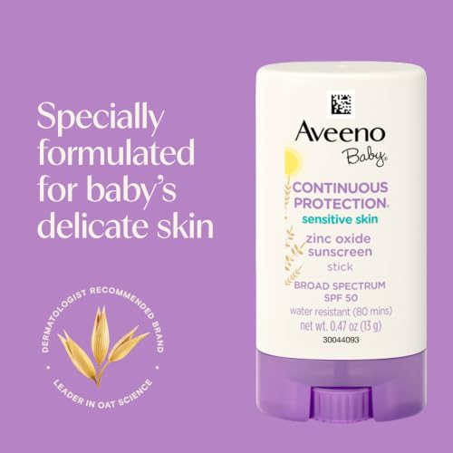 Aveeno Baby Mineral Sunscreen Stick SPF 50 for Sensitive Skin - Travel Size 0.47 oz