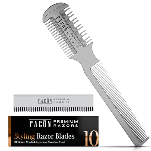 FACON Professional Hair Razor Comb with 12 Replacement Blades