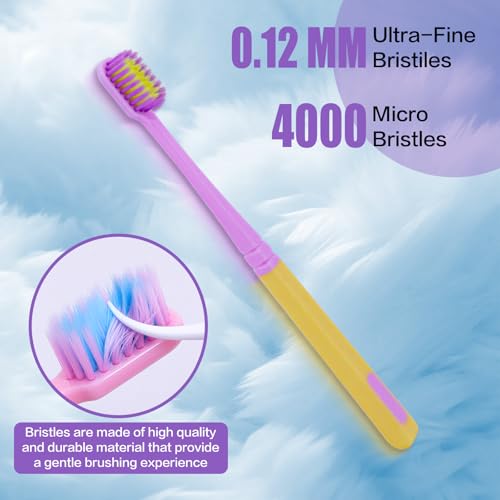 Extra Soft Toothbrush Set for Sensitive Teeth - 6 Pack in Macaron Colors