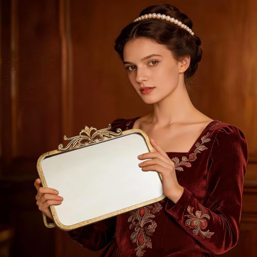 7.9" x 11.8" Antique Gold Rectangular Makeup Mirror - 360° Adjustable