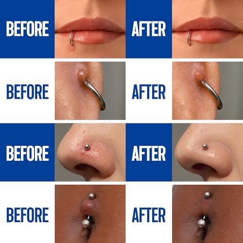 BodyJ4You Piercing Aftercare Spray - Saline Solution for Piercings Wound Wash Sterile Saline - Keloid Bump Removal Ear Nose Septum Belly Button Cartilage - Sea Salt Earring Cleaner Fine Mist 2 Fl Oz
