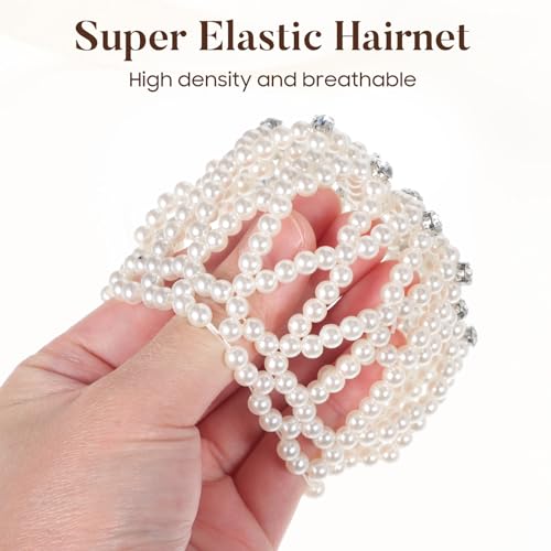 Beaupretty Pearl Hair Snood - Decorative Ballet Bun Hairnet for Dancers