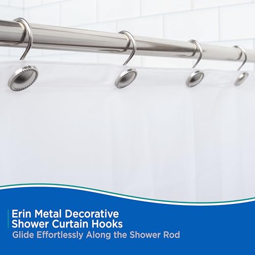 Kenney Decorative Shower Curtain Hooks - Set of 12 Brushed Nickel