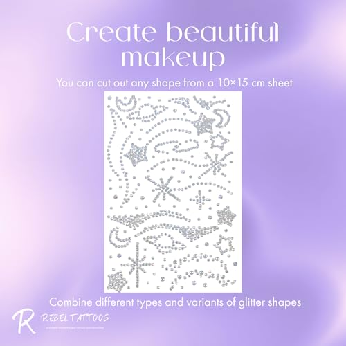 Rebel Tattoos Rave Face & Body Stickers with Rhinestones - Transparent Space