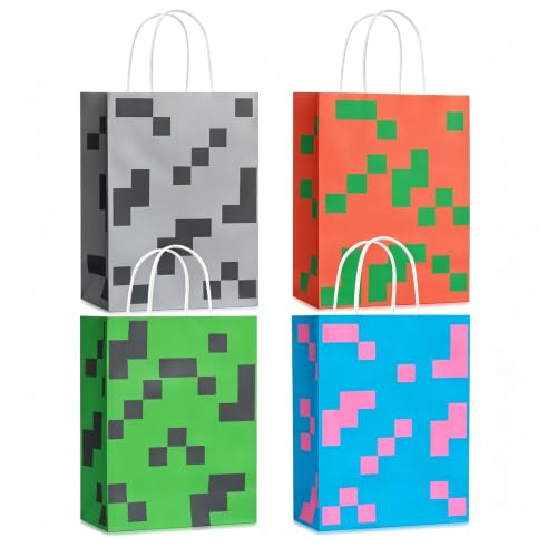 16PCS Pixel Party Favor Bags for Kids Birthday Celebration