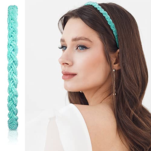 6-Piece Sparkly Crystal Beaded Headbands for Women, Elegant Hair Hoops