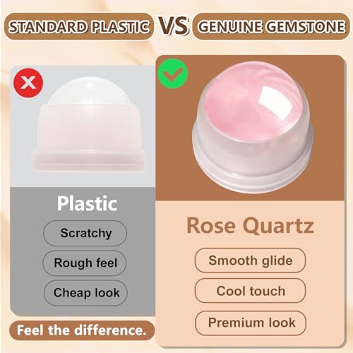 50ml Amber Glass Roll-On Bottle with Rose Quartz Ball - Pink/Pink