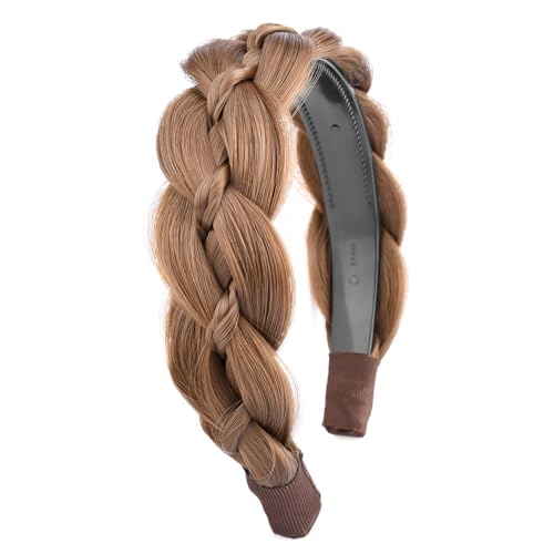Wide Braided Headband with Teeth - Medium Brown Synthetic Hair Accessory