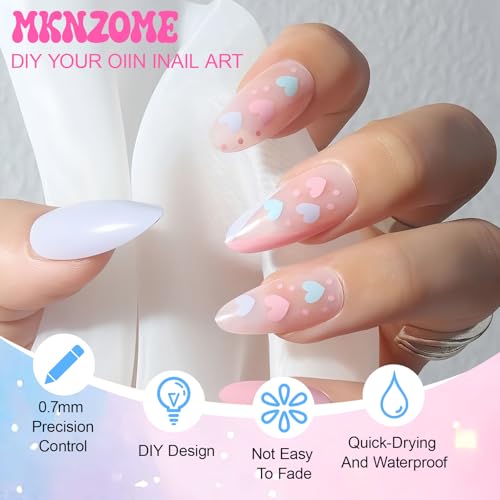 MKNZOME 28-Color Nail Art Pen Set, 0.7mm Fine Tip Acrylic Liner Pens