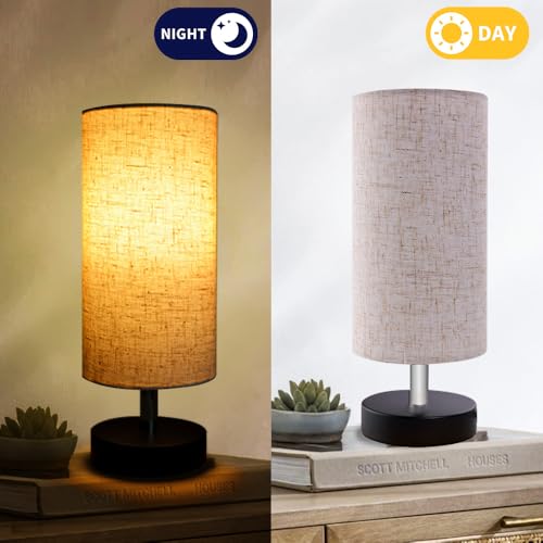 Minimalist Bedside Table Lamp with Linen Shade for Small Spaces