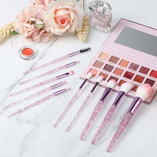 10-Piece Glitter Makeup Brush Set - Professional Cosmetic Tools