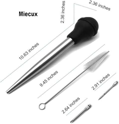 Stainless Steel Turkey Baster with Silicone Bulb & Marinade Tools