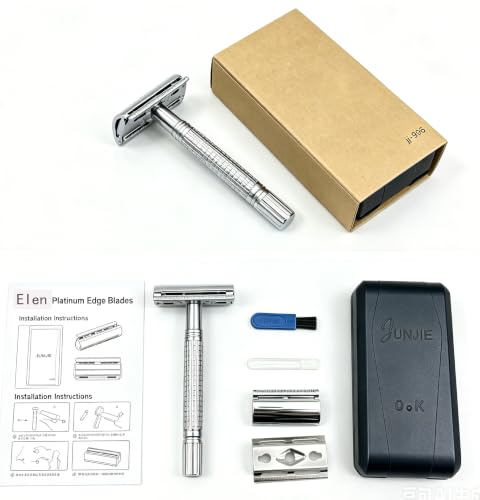 Double Edge Safety Razor with 3 Platinum Coated Blades