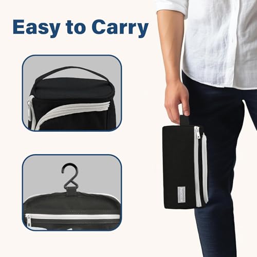 Emissary Black Hanging Travel Toiletry Bag for Men - Dopp Kit