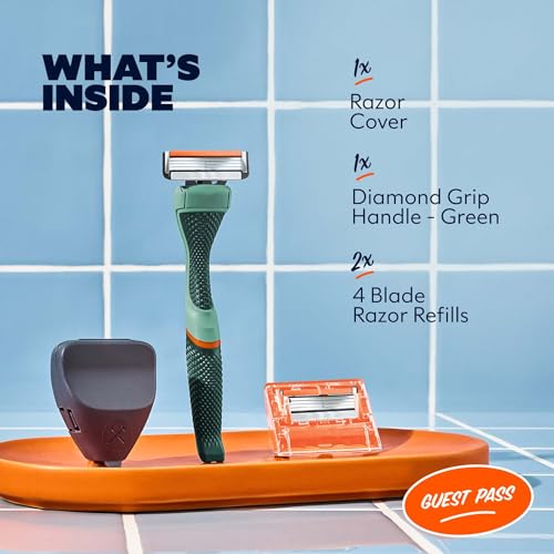 Dollar Shave Club Guest Pass Shave Set - 4 Blade Razor Kit, Green Handle