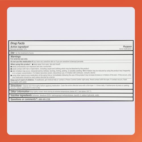 Rugby Benzoyl Peroxide 10% Acne Medication Gel - 1.5 Oz (Pack of 4)