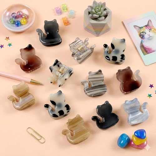 Mistofu Cat Design Mini Acrylic Claw Clips - 12 Pack for Women & Girls
