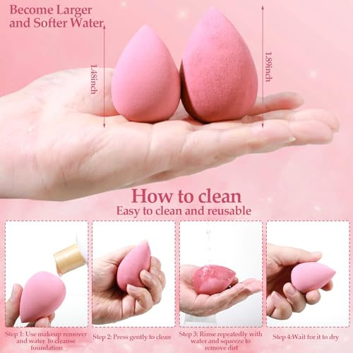 14-Piece Pink Makeup Sponge Set - Flawless Beauty Blenders & Powder Puffs
