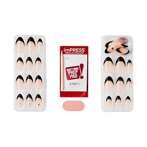 imPRESS No Glue Press On Nails - Positive Black Almond Shape