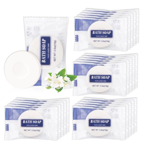 50 Pack Mini Soap Bars, 0.5 oz Individually Wrapped Travel Soaps