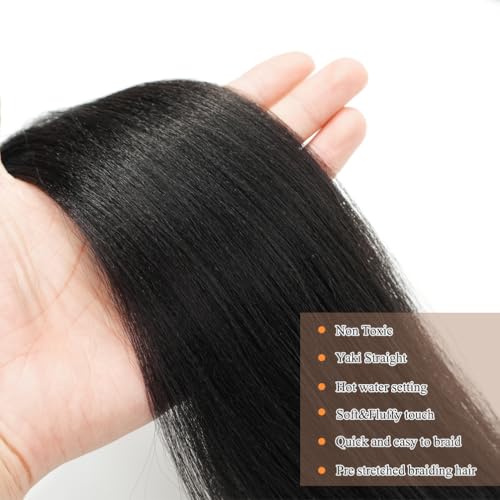 26 Inch Black Boho Braiding Hair Extensions Pre-Stretched & Curl for Boho Braid Styles (5 Packs)