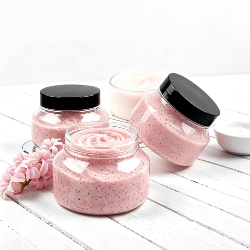 TUZAZO 8 Oz Premium Plastic Tuscany Jars with Lids - 12 Pack