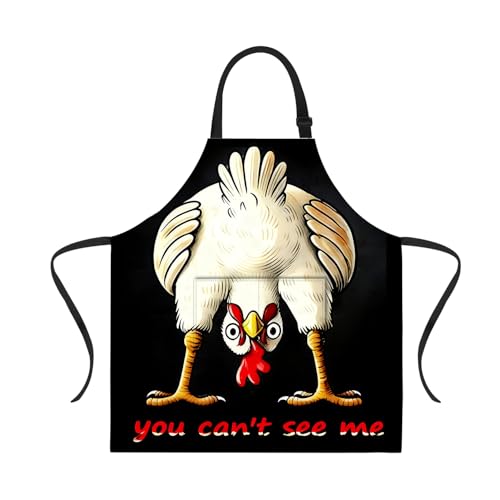 Funny Chicken Sunflower Apron for Men & Women - Adjustable Cooking Apron with Pockets